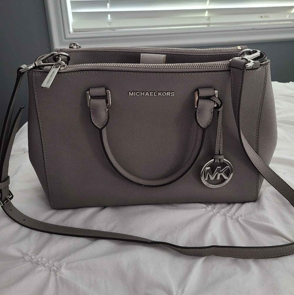 Michael Kors Sutton Saffiano Leather Satchel Grey Large